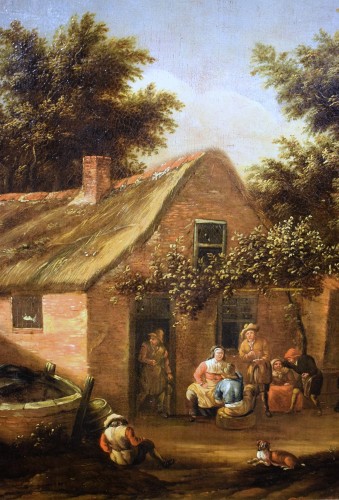 Antiquités - In the courtyard of the tavern - workshop of David Teniers II (1610-1690)
